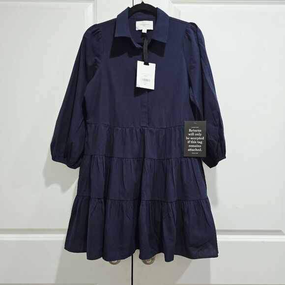 New Pomander Place - S - Tuckernuck Women's Mabel Mini Dress Navy - Picture 7 of 8